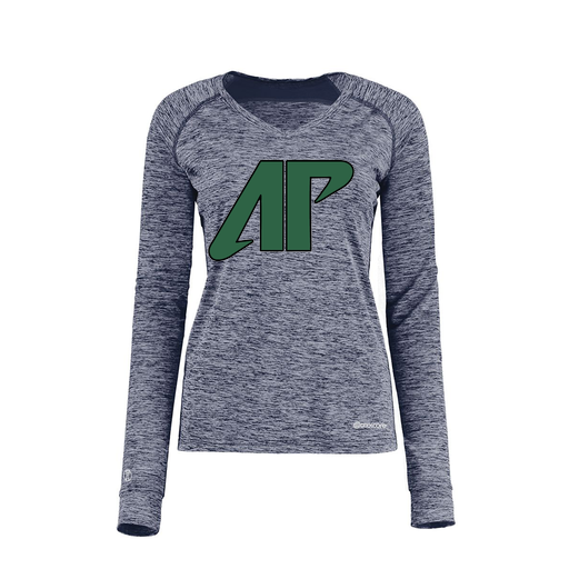 [222770.U22.XS-LOGO3] Ladies Electric Long Sleeve Shirt (Female Adult XS, Navy, Logo 3)