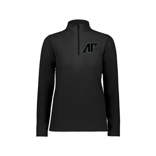 [6864.080.XS-LOGO1] Ladies MicroFleece 1/4 Zip Pullover (Female Adult XS, Black, Logo 1)