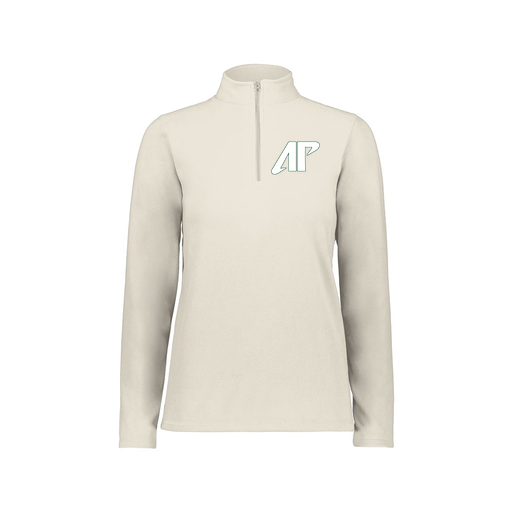 [6864.53T.XS-LOGO2] Ladies MicroFleece 1/4 Zip Pullover (Female Adult XS, White, Logo 2)