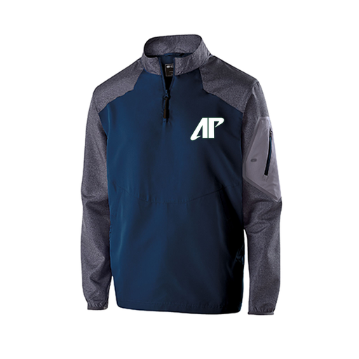 [229155.H03.XS-LOGO2] Men's Raider LS Pullover (Adult XS, Navy, Logo 2)