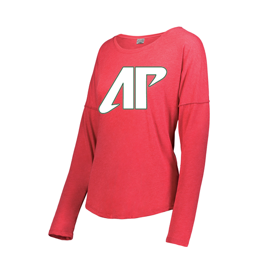 [FTLCUBRD-FAXS-LOGO2] Decker Women's Tri-Blend T-Shirt - Long Sleeve (Female Adult XS, Red, Logo 2)