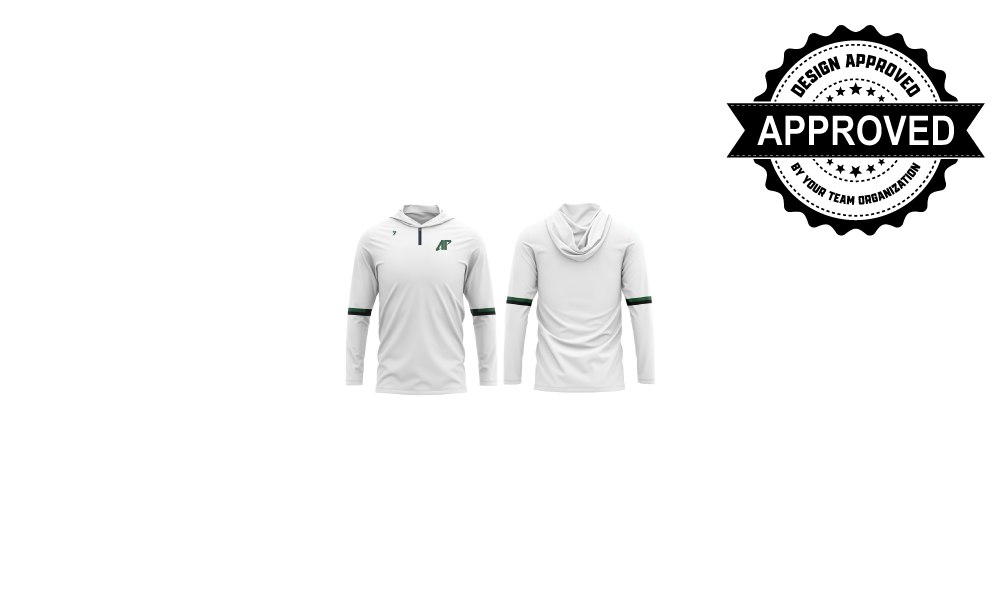 White LS AP 1/4 Zip Blank Back