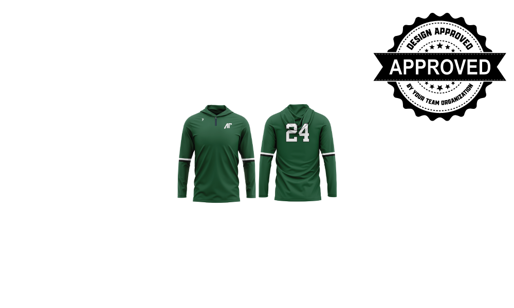 Green LS AP 1/4 Zip w/Number