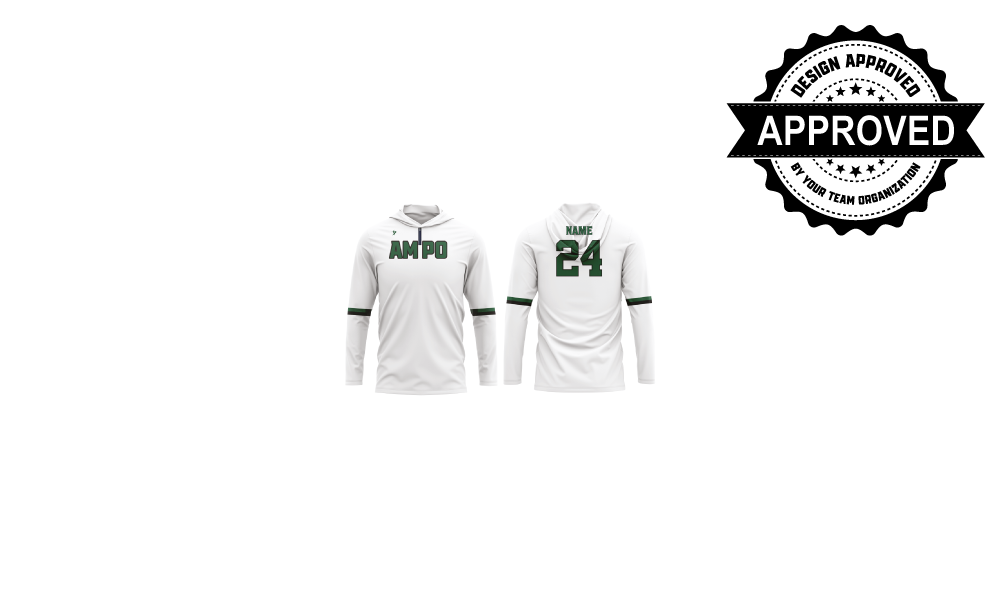 White LS AMPO 1/4 Zip Name and Number
