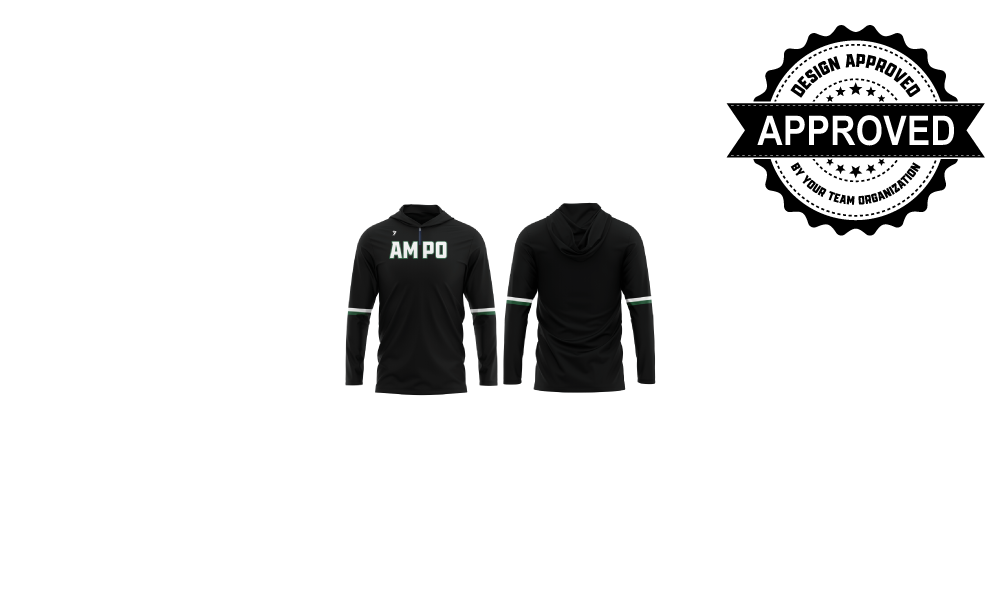 Black LS AMPO 1/4 Zip Blank Back